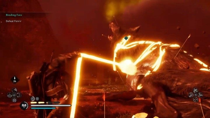 Gdy zdrowie Fenrira spadnie do minimum będziesz mógł związać go po raz ostatni i zakończyć ten pojedynek - Assassins Creed Valhalla: Fenrir - boss, jak pokonać? - Assassins Creed Valhalla - poradnik do gry