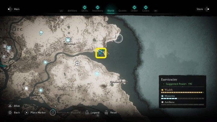 W miejscu zaznaczonym na powyższym obrazku znajdziesz zwłoki rybaka i notatkę, w której mężczyzna dziękuje swojej żonie za wszystko, co dla niego zrobiła - Assassins Creed Valhalla: Zdeptane marzenia/Crushed Dreams - solucja - Assassins Creed Valhalla - poradnik do gry