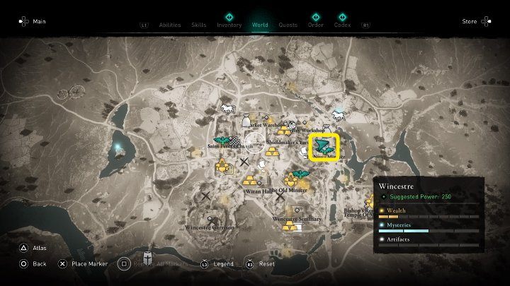 W miejscu zaznaczonym na powyższym obrazku, na szczycie drewnianego rusztowania spotkasz Esoberta - Assassins Creed Valhalla: Romeo i Aetheflaeda/Romeo and Aetheflaed - solucja - Assassins Creed Valhalla - poradnik do gry