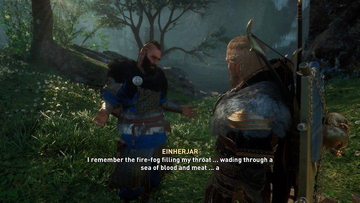 Gdy przekonasz go, że to nie sen i rzeczywiście Walkirie uniosły jego duszę do Asgardu, wojownik głośno wypowie przysięgę i odejdzie, a misja dobiegnie końca - Assassins Creed Valhalla: Skazany na Walhallę/Valhalla Bound - solucja - Assassins Creed Valhalla - poradnik do gry