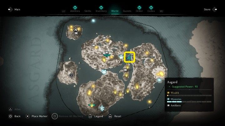 W miejscu zaznaczonym na powyższym obrazku spotkasz mężczyznę o imieniu Andhrimnir, który chce zorganizować polowanie na Nieśmiertelnego Odyńca (Immortal Boar) - Assassins Creed Valhalla: Strawa bogów/Food of the Gods - solucja - Assassins Creed Valhalla - poradnik do gry