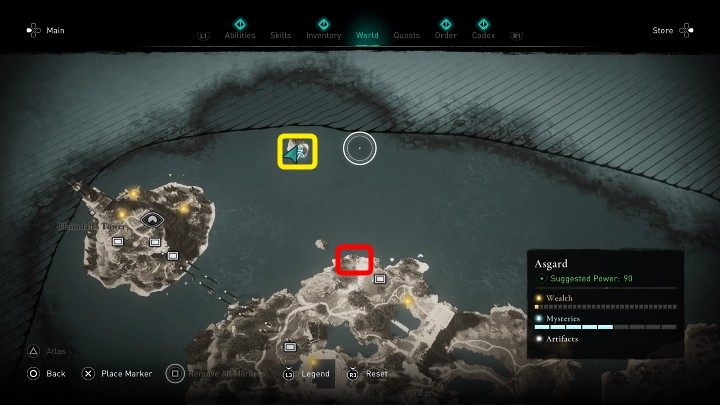 W miejscu zaznaczonym na powyższym obrazku (żółta ramka) spotkasz lamentującego Njorda - Assassins Creed Valhalla: Niedola Njorda/Njords Lament - solucja - Assassins Creed Valhalla - poradnik do gry