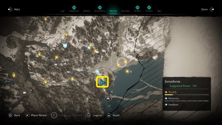 W miejscu zaznaczonym na powyższym obrazku spotkasz kilka Jotunek, córek Aegira - Assassins Creed Valhalla: Córki Aegira/Aegirs Daughters - solucja - Assassins Creed Valhalla - poradnik do gry