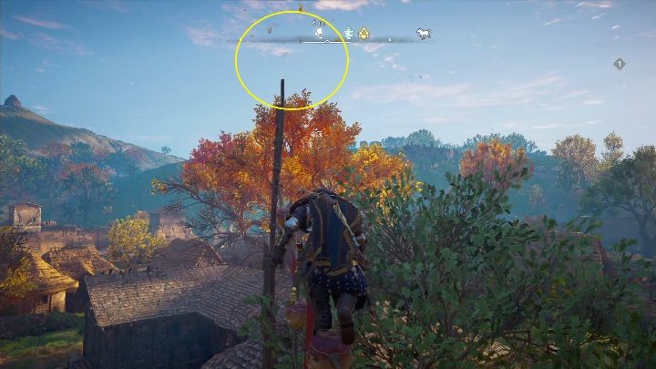 Początek: Kartka znajduje się na sznurach pomiędzy posągami - Assassins Creed Valhalla: Karta niesiona wiatrem - Glowecestrescire, sekrety - Assassins Creed Valhalla - poradnik do gry