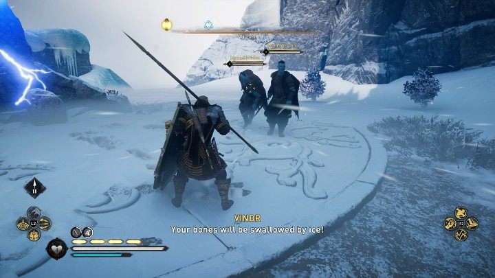 Po krótkiej wymianie zdań bliźniacy chwycą za oręż i będziesz musiał walczyć z dwoma przeciwnikami jednocześnie - Assassins Creed Valhalla: Zimowe olbrzymy/The Giants of Fimbulwinter - solucja - Assassins Creed Valhalla - poradnik do gry