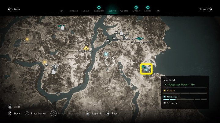 W miejscu zaznaczonym na powyższym obrazku spotkasz mężczyznę, który szykuje się, by zapolować na przerażającą bestię - Assassins Creed Valhalla: Pomysłowi myśliwi/Breaking Teeth, Not Hearts - solucja - Assassins Creed Valhalla - poradnik do gry