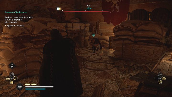 W pomieszczeniu spotkasz Ceolberta, który zakradł się do budynku, by znaleźć Burgreda na własną rękę - Assassins Creed Valhalla: Plotki o Ledecestre/Rumors of the Ledecestre - solucja - Assassins Creed Valhalla - poradnik do gry