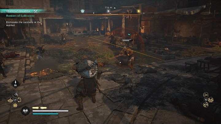 Chłopak będzie bieg przed siebie i ściągał uwagę żołnierzy dopóki nie znajdzie się na rynku - Assassins Creed Valhalla: Plotki o Ledecestre/Rumors of the Ledecestre - solucja - Assassins Creed Valhalla - poradnik do gry