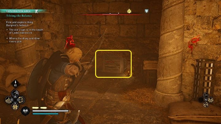 Gdy wejdziesz do środka strzel w skrzynkę blokującą przejście do dalszej części podziemnego kompleksu - Assassins Creed Valhalla: Przechylenie szali/Tilting the Balance - solucja - Assassins Creed Valhalla - poradnik do gry