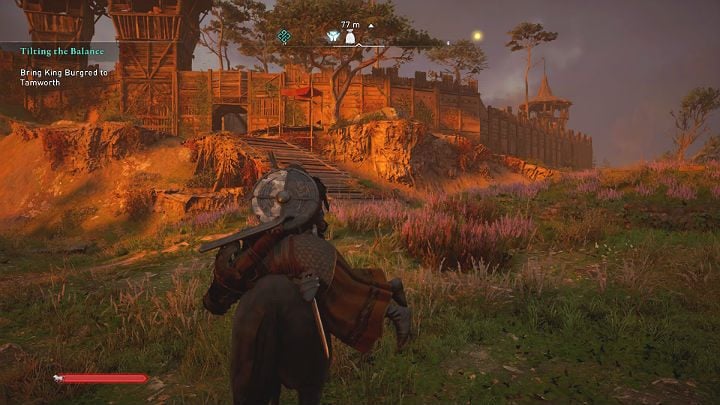 Gdy zostaniesz zaatakowany przez oddział i zrzucony z konia (żołnierze mogą zestrzelić Eivor z łuku) pozbądź się przeciwników, a następnie ruszaj w dalszą drogę - Assassins Creed Valhalla: Przechylenie szali/Tilting the Balance - solucja - Assassins Creed Valhalla - poradnik do gry