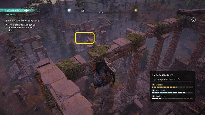 Dokładna lokacja nie jest widoczna na mapie, ale wystarczy że stojąc na punkcie synchronizacji obrócisz się w kierunku widocznym na powyższym obrazu, a łatwo zlokalizujesz posąg o którym mówił Leofirth - Assassins Creed Valhalla: Ścigany/Hunted - solucja, opis przejścia - Assassins Creed Valhalla - poradnik do gry