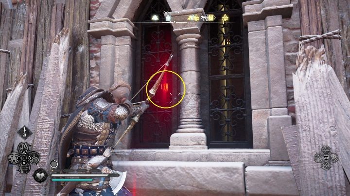 Aby dostać się do umiejętności musisz wejść na rusztowanie i zestrzelić ładunek - Assassins Creed Valhalla: Zdolności - Jorvik, sekrety, lokacje - Assassins Creed Valhalla - poradnik do gry