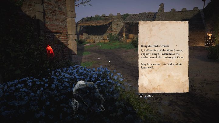 Z przechwyconej wiadomości dowiesz się, że król Alfred mianował tana Tedmunda ealdormanem na obszarze całego Centu - Assassins Creed Valhalla: Gambit opata/The Abbots Gambit - solucja - Assassins Creed Valhalla - poradnik do gry