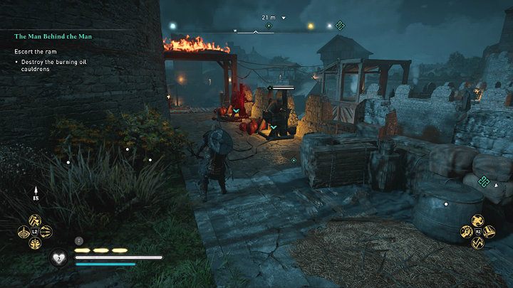Następnie wdrap się na mury obronne nieco dalej i zniszcz kolejne kotły - Assassins Creed Valhalla: Kto pociąga za sznurki - solucja, opis przejścia - Assassins Creed Valhalla - poradnik do gry