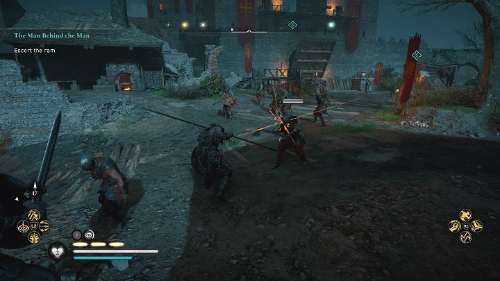 Gdy kotły z wrzącym olejem zostaną zniszczone pora oczyścić drogę i wykończyć wszelkich strażników stojących na trasie tarana - Assassins Creed Valhalla: Kto pociąga za sznurki - solucja, opis przejścia - Assassins Creed Valhalla - poradnik do gry