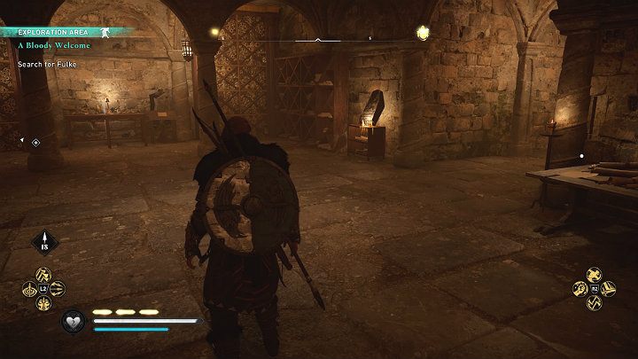 Jeśli chcesz, przeczytaj notatki, które znajdziesz w samotni paladynki, a następnie idź korytarzem po prawej stronie aż dojdziesz do czerwonych drzwi - Assassins Creed Valhalla: Krwawe powitanie/A Bloody Welcome - solucja - Assassins Creed Valhalla - poradnik do gry