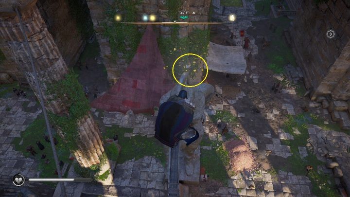 Koniec: Kartka zatrzyma się na głowie pomnika, praktycznie kilka metrów od początku trasy - Assassins Creed Valhalla: Karta niesiona wiatrem - Essexe, sekrety, lokacje - Assassins Creed Valhalla - poradnik do gry