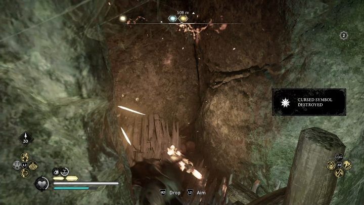 Za głazem jest niewielkie pomieszczenie, które blokują deski - Assassins Creed Valhalla: Przeklęty symbol - Essexe, sekrety, lokacje - Assassins Creed Valhalla - poradnik do gry