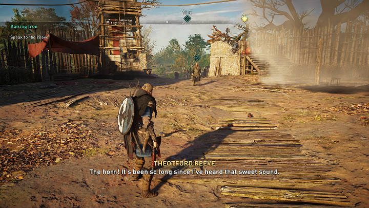Po chwili szeryf wraz ze swoimi ludźmi zjawi się w osadzie - Assassins Creed Valhalla: Z mieczem w dłoni/A Raising Iron - solucja - Assassins Creed Valhalla - poradnik do gry