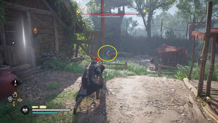 Aby dostać się do skrzyni potrzebujesz klucza, znajdziesz go na ławce, zaraz obok klatek ze zwierzętami - Assassins Creed Valhalla: Wyposażenie - Essexe, sekrety, lokacje - Assassins Creed Valhalla - poradnik do gry