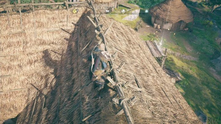 Początek: Kartka znajduje się na drewnianej palecie, koło domu pokrytego strzechą - Assassins Creed Valhalla: Karta niesiona wiatrem - Sciropescire, sekrety - Assassins Creed Valhalla - poradnik do gry