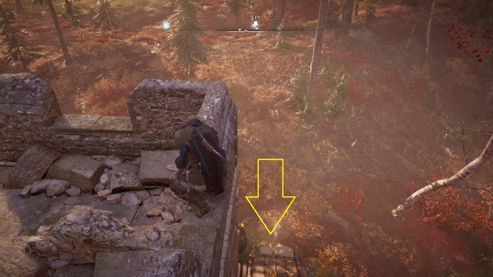 Początek: Kartka znajduje się na drewnianej palecie, koło murów - Assassins Creed Valhalla: Karta niesiona wiatrem - Sciropescire, sekrety - Assassins Creed Valhalla - poradnik do gry