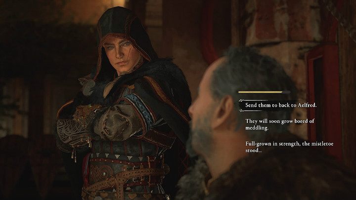 Po tym, jak dotrzecie do domu ealdormana będziesz świadkiem rozmowy Birstana z jego braćmi: Eadredem, Wyattem i Aldrichem - Assassins Creed Valhalla: Niezwykła propozycja - solucja, opis przejścia - Assassins Creed Valhalla - poradnik do gry