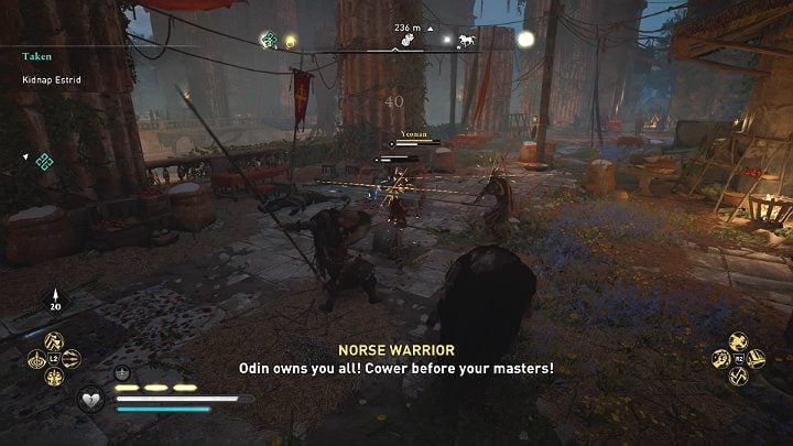 Bez względu na który scenariusz ataku się zdecydowałeś musisz podejść do Estrid - Assassins Creed Valhalla: Porwana/Taken - solucja, opis przejścia - Assassins Creed Valhalla - poradnik do gry