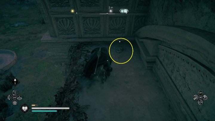 Maska leży na niewielkiej znęcę, musisz jedynie zeskoczyć na tę półkę, aby dostać się do artefaktu - Assassins Creed Valhalla: Rzymski artefakt - Sciropescire, sekrety, lokacje - Assassins Creed Valhalla - poradnik do gry