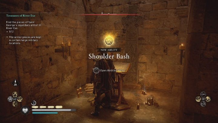 Zastosowanie: Wykonując cios barkiem odrzucasz wrogów i niszczysz okoliczne obiekty - Assassins Creed Valhalla: Uczone księgi - lista wszystkich, Rzeczne Najazdy - Assassins Creed Valhalla - poradnik do gry