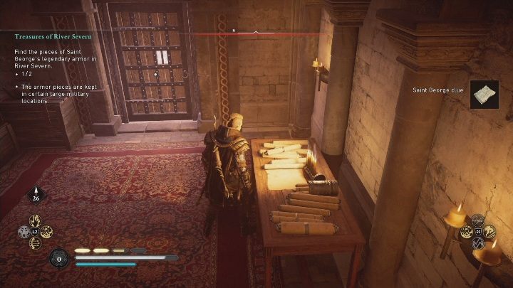 Ta wskazówka leży na stole, wśród stosu zwojów - Assassins Creed Valhalla: Dziedzictwa Świętego Jerzego - solucja, opis przejścia - Assassins Creed Valhalla - poradnik do gry