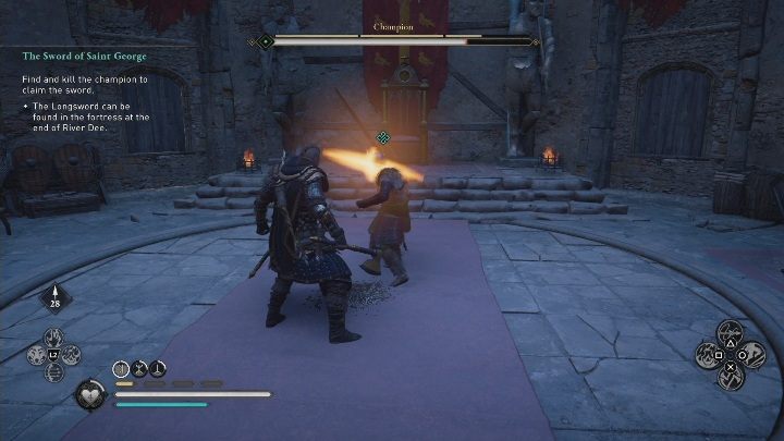 Gdy dotrzesz do ostatniego budynku trafisz na bossa - Champion - Assassins Creed Valhalla: Miecz Świętego Jerzego - solucja, Rzeczne Najazdy - Assassins Creed Valhalla - poradnik do gry