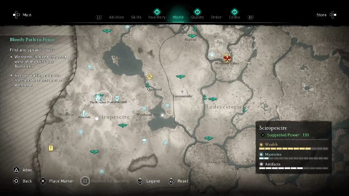 Ołtarz ofiarny znajdziesz w środkowej części mapy, zaraz obok punkty synchronizacji - Assassins Creed Valhalla: Ołtarz ofiarny - Sciropescire, sekrety, lokacje - Assassins Creed Valhalla - poradnik do gry