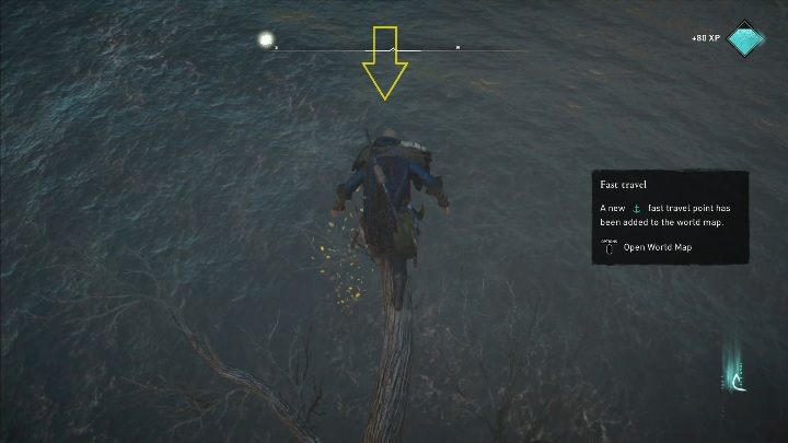 Koniec: za kartką musisz wskoczyć do wody - Assassins Creed Valhalla: Karta niesiona wiatrem - Cent, sekrety, lokacje - Assassins Creed Valhalla - poradnik do gry