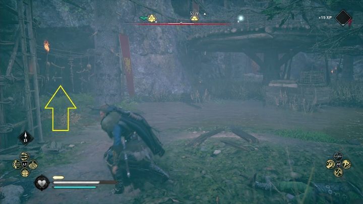 Aby się do niej dostać musisz wejść do obozu wroga i skręcić w lewo, tam jest niewielka wnęka, w której znajdziesz wejście do jaskini - Assassins Creed Valhalla: Wyposażenie - Sciropescire, sekrety, lokacje - Assassins Creed Valhalla - poradnik do gry