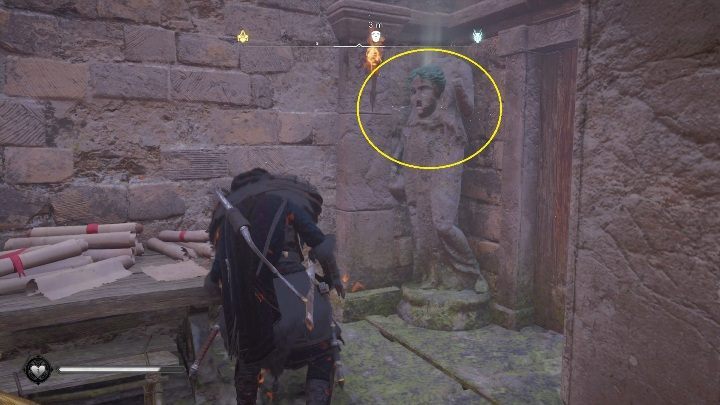 Maska jest przypięta do posągu, który stoi w kącie pomieszczenia - Assassins Creed Valhalla: Rzymski artefakt - Wschodnia Anglia, sekrety, lokacje - Assassins Creed Valhalla - poradnik do gry