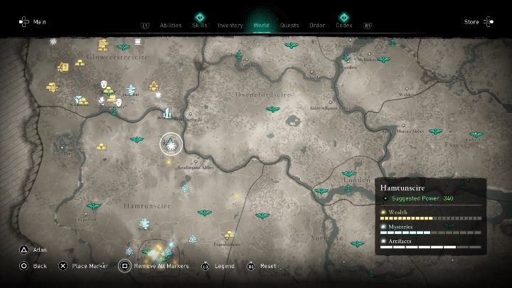 Lokacja przeklętego miejsca: na północnej części mapy - Assassins Creed Valhalla: Przeklęty symbol - Hamtunscire, sekrety, lokacje - Assassins Creed Valhalla - poradnik do gry
