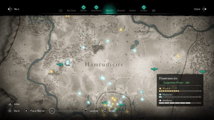 Ten skarb Brytanii znajdziesz w okolicach Chepeham, obok punktu synchronizacji - Assassins Creed Valhalla: Skarby Brytanii - Hamtunscire, sekrety, lokacje - Assassins Creed Valhalla - poradnik do gry