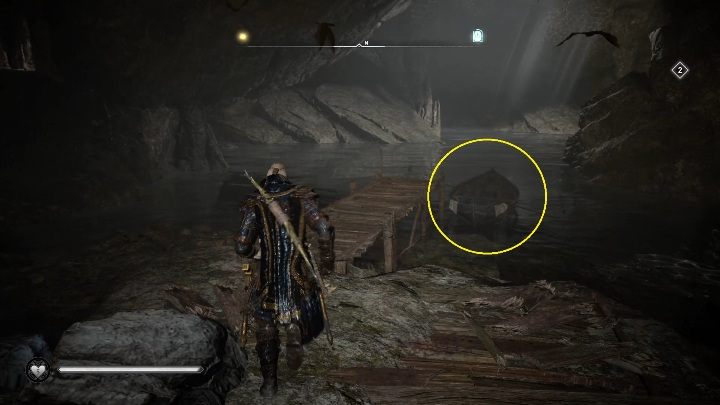 Twoim kolejnym zadaniem jest wskoczenie do łódki i płynięcie cały czas wzdłuż skał po prawej stronie - Assassins Creed Valhalla: Skarby Brytanii - Hamtunscire, sekrety, lokacje - Assassins Creed Valhalla - poradnik do gry