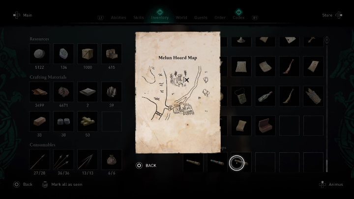 Schemat znajdziecie we wschodniej części Francji, w regionie Amienois - AC Valhalla Oblężenie Paryża: Mapa ukrycia skarbu, Melunois - sekrety - Assassins Creed Valhalla - poradnik do gry