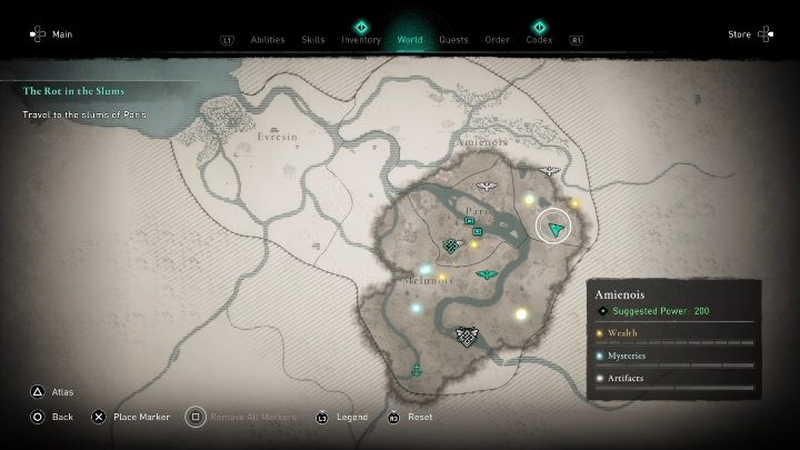 Skarb znajdziecie niedaleko o granicy regionów - AC Valhalla Oblężenie Paryża: Mapa ukrycia skarbu, Melunois - sekrety - Assassins Creed Valhalla - poradnik do gry