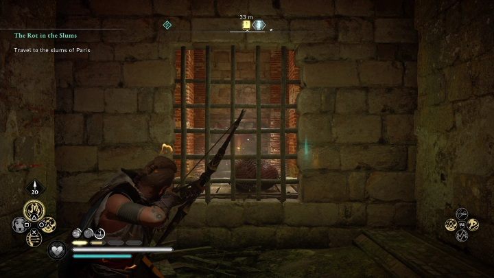 Gdy już staniecie na stabilnym terenie, zobaczycie kraty, za którymi jest zagruzowane przejście - AC Valhalla Oblężenie Paryża: Rzymskie wykopaliska, Melunois - sekrety - Assassins Creed Valhalla - poradnik do gry