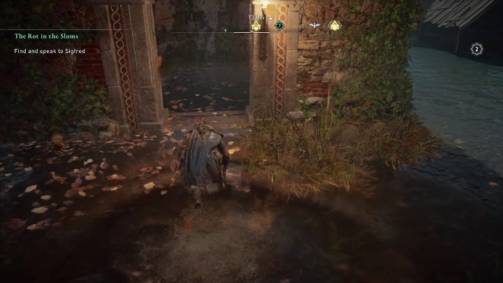 Jeśli chcecie dostać się do skrzyni musie zanurkować w zatopionej świątyni - to na niej zatrzyma się kartka, którą będziecie gonić - AC Valhalla Oblężenie Paryża: Wyposażenie, Paryż - sekrety, lokacje - Assassins Creed Valhalla - poradnik do gry