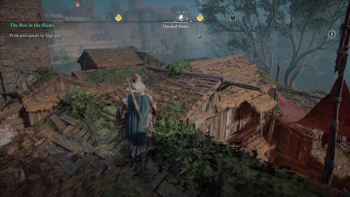 Początek: Kartka znajduje się na dachu jednego z budynków - AC Valhalla Oblężenie Paryża: Karta niesiona wiatrem, Paryż - sekrety - Assassins Creed Valhalla - poradnik do gry