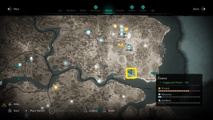 W miejscu zaznaczonym na powyższym obrazku, w zrujnowanej budowli, spotkasz mężczyznę, który jest czymś wyraźnie zaniepokojony - Assassins Creed Valhalla: Banshee/The Banshee - solucja, opis przejścia - Assassins Creed Valhalla - poradnik do gry