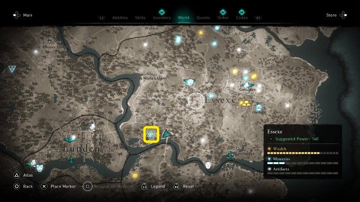 W miejscu zaznaczonym na powyższym obrazku spotkasz zaklinacza dzików, który twierdzi, że jego maciora wyszukuje w ziemi prawdziwe skarby - Assassins Creed Valhalla: Świnia o złotym nosie - solucja, opis przejścia - Assassins Creed Valhalla - poradnik do gry