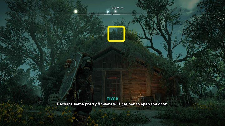 Wejście do chatki jest zabarykadowane od środka, więc trzeba znaleźć inny sposób, by dostać się do środka - Assassins Creed Valhalla: Matka/Mother - solucja, opis przejścia - Assassins Creed Valhalla - poradnik do gry