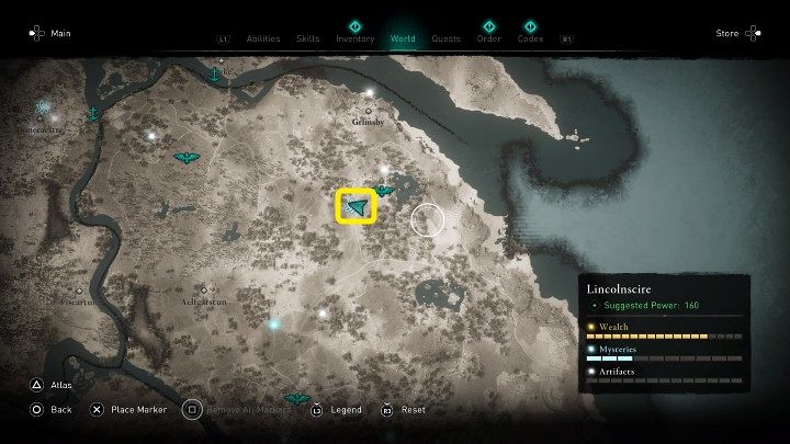 W miejscu zaznaczonym na powyższym obrazku spotkasz śpiącego wikińskiego mężczyznę - Assassins Creed Valhalla: Senne bezdroża/Stray Naps - solucja, opis przejścia - Assassins Creed Valhalla - poradnik do gry