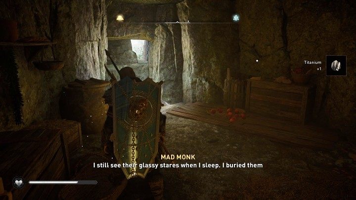 Wewnątrz usłyszysz głos obłąkanego mnicha, który mówi coś na temat zbrodniach w opactwie Chertsey (Chertsey Abbey Ruins) - Assassins Creed Valhalla: Modlitwa mściciela/A Prayer for Vengeance - solucja - Assassins Creed Valhalla - poradnik do gry