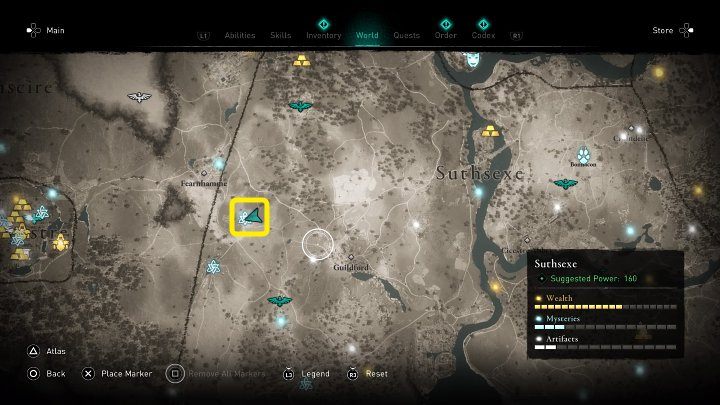 W miejscu zaznaczonym na powyższym obrazku spotkasz potężnego mężczyznę siedzącego na słomianym tronie - Assassins Creed Valhalla: Król Słomianego ludu/King of the Hay People - solucja - Assassins Creed Valhalla - poradnik do gry